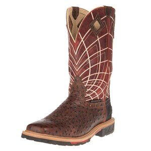 Justin Boots Men's 13-D Hybrid Brown/Rust Ostrich Print 12" Top Work Boot SE4835